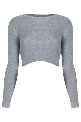 Cropped Rib Fine Knit Jumper