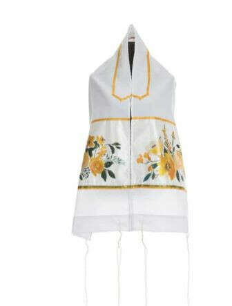 Watercolor Yellow Flowers Bouquet Tallit for Women