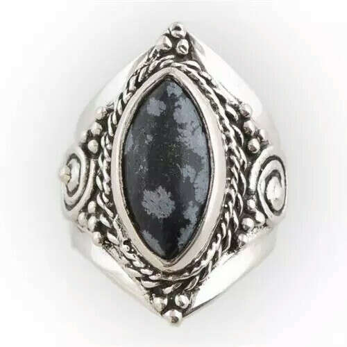 Online Shop New Retro European Style Snowflake Obsidian Beautiful Retro Silver Ring Sz 9.5   ar195 , Free Shipping|Aliexpress Mobile