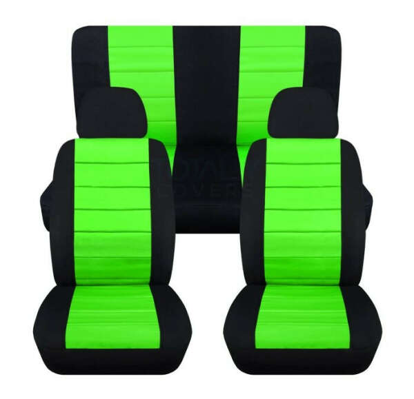 Full Set 2-Tone Car Seat Covers with 2 Front Headrest Covers