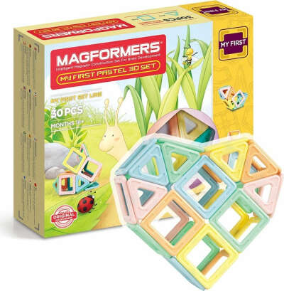 Магнитный конструктор MAGFORMERS 702013 My First Pastel / 30 деталей / Нежные цвета / Оригинал / Мощные неодимовые магниты / Безопасно для малышей / Детская развивающая игрушка для детей от 1 года / Подарок мальчику, девочке