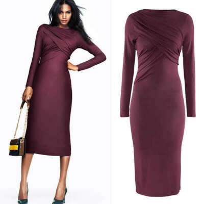 European Designer Women Autumn Spring Long Sleeve Dress Soft Bodycon Evening Dresses Party Business Pencil Dress for Office Lady-in Apparel & Accessories on Aliexpress.com