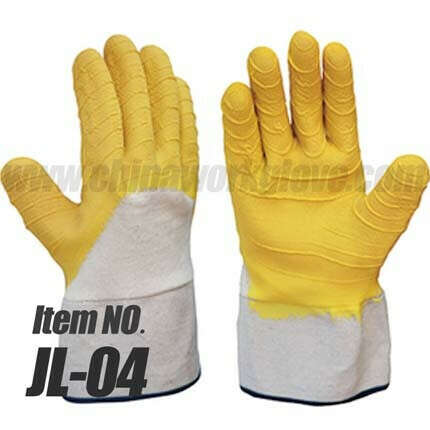 Latex Half coated  Jersey Work Gloves With Safety Cuff，Crinkle Finish