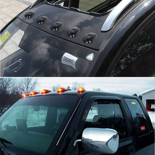 5x 12LED Smoked Cab Roof Top Marker Running Clearance Warm Light For Dodge Ram