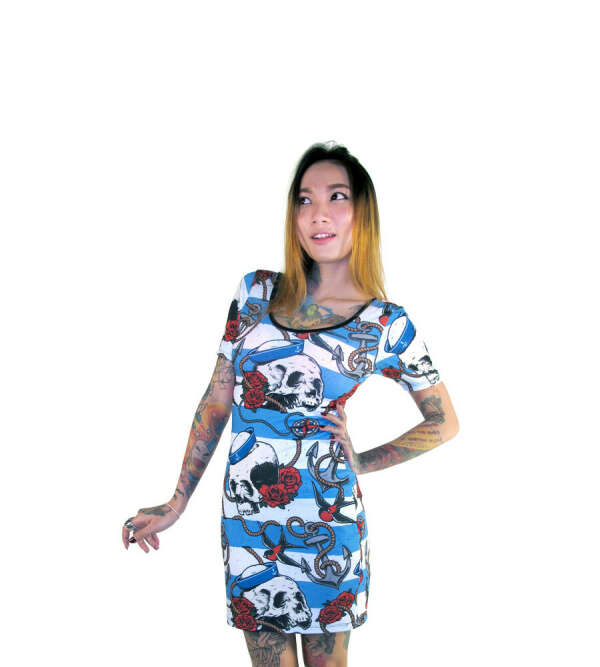 Nautical Skulls Tattoo Inspired Mini-Dress