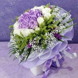 12 blue & 24 White flower-bouquets