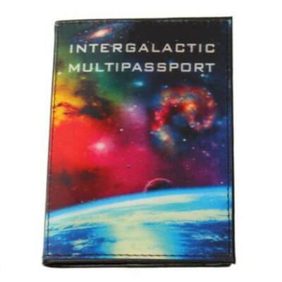Обложка на паспорт "Межгалактический мультипаспорт" с варио изображением (кожа)