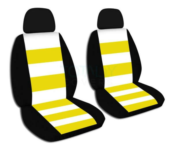 Front Striped Car Seat Covers with 2 Separate Headrest Covers