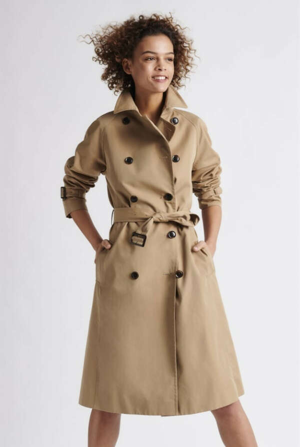 Belted cotton canvas trench