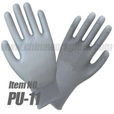 PU11 Nylon PU Palm Coated Work Gloves，13 String Knit Fine Knit Seamless