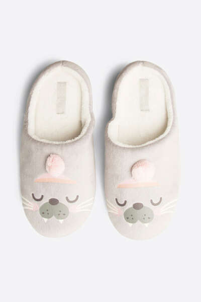 Cotton velour seal slippers