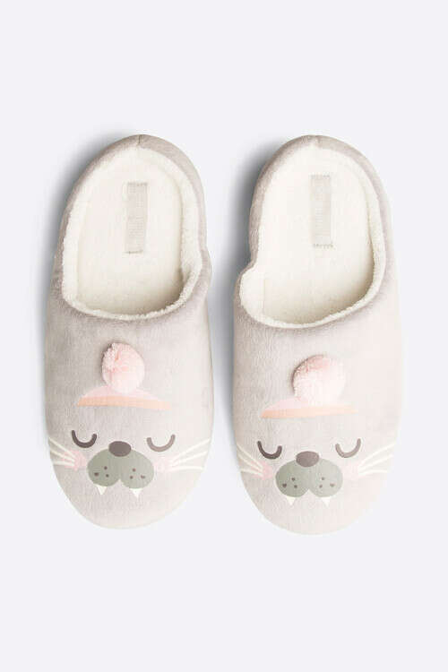 Cotton velour seal slippers