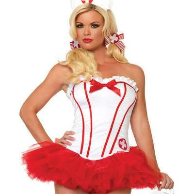 LA83610 Sexy Leg Avenue Naughty Nurse Bustier Corset Fancy Dress Costume