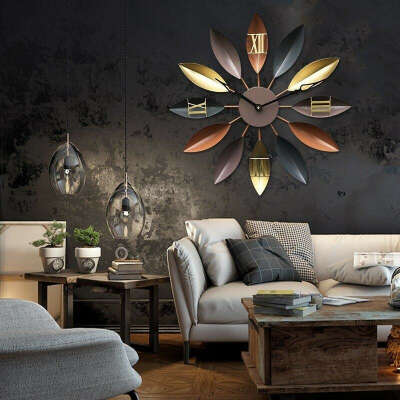 3D Creative Mediterranean Leaf Style Wall Clock