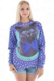 Dazzling Cat Graphic Sweatshirt - OASAP.com