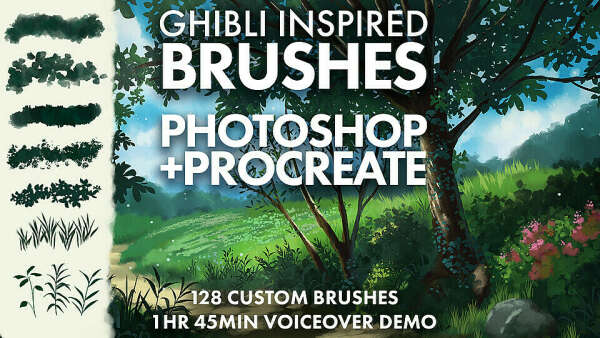 Ghibli Inspired Brushes for Photoshop & Procreate on Cubebrush.co