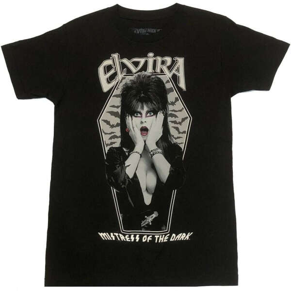 Elvira Bat Coffin T-Shirt