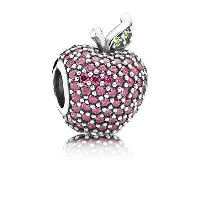 PANDORA | Apple pave silver charm with fancy red cubic zirconia and green crystal