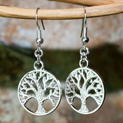 Tree of Life Earrings.Sacred Oak Tree, Yggdrasil, Celtic , Druid, Wicca, Ásatrú.
