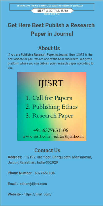 IJISRT is Provide Publish a Research Paper in Journal