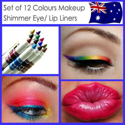 12 Color Shimmer Eyeliner, Eye Shadow, Lip Liner Makeup Set Cosmetic Pencil Pen