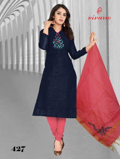 Chanderi Silk Salwar Suit with work - anokhaoutfits.com