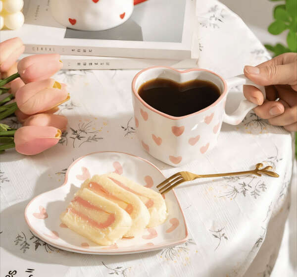 Heart-shaped Coffee Cup And Saucer