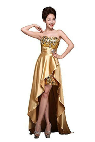 Sweetheart Gold Long Beading Handmade Prom Dress Evening Dresses PFP1164