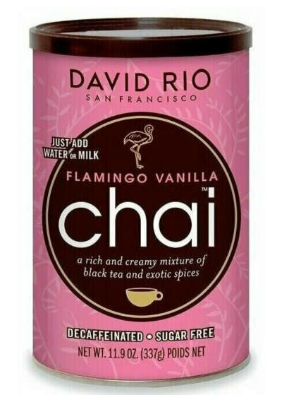 Пряный чай латте David Rio Chai Flamingo Vanilla (с ванилью, медом, корицей), без сахара, кофеина, глютена и лактозы, 337г.