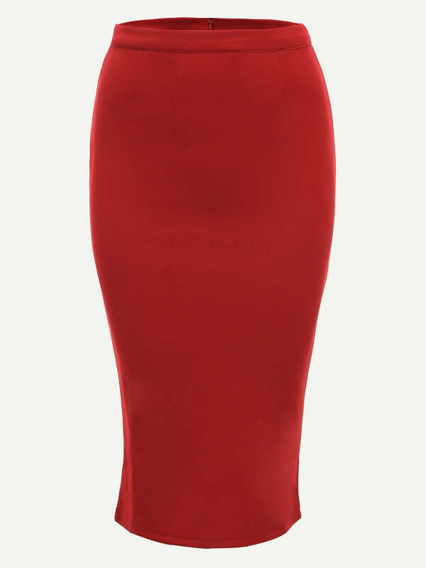 Красная модная юбка-карандаш