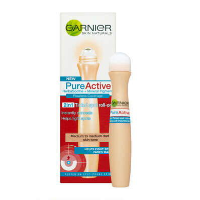 Garnier Skin Naturals Pure Active Tinted 2in1 Spot Roll On Medium Beige 15ml