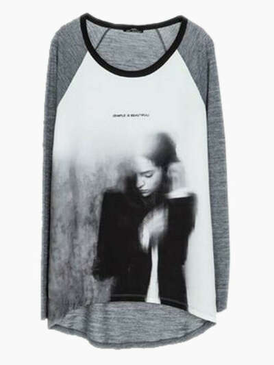 Oversize T-shirt With Girl Print - Choies.com
