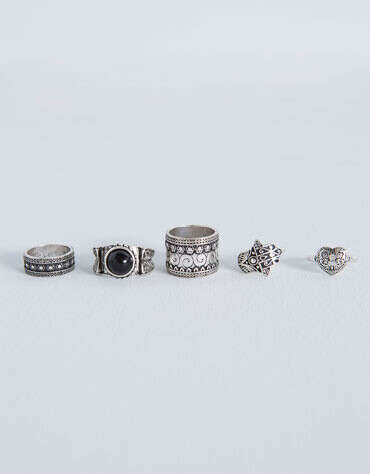 Кольца "Ethnic stone five-finger ring set"