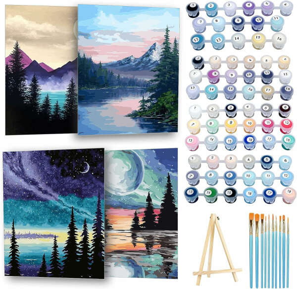 Ninonly Paint by Numbers for Adults 4 Pack (Framed), 9x12 Inch DIY Painting by Number Kit Include 10 Multi-Sized Brushes Table Easel for Paint Beginners : Amazon.ca: Home