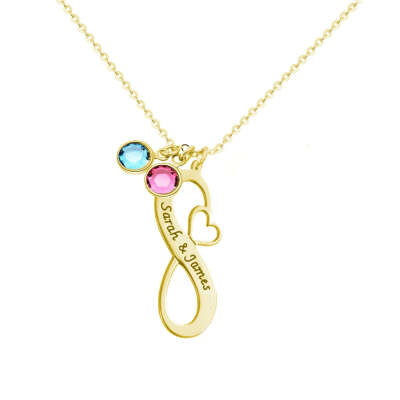 Infinity Name Necklace with Birthstones 18k Gold Plated Silver - lamoriea jewelry