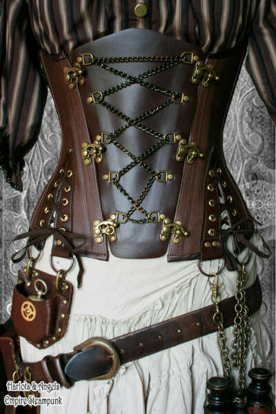 26" waist  Steampunk UnderBust Explorer Corset Veggie Leather