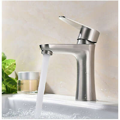 Contemporary Nickel Brushed Free Standing Single Handle One Hole Bathroom Sink Faucet– FaucetSuperDeal.com