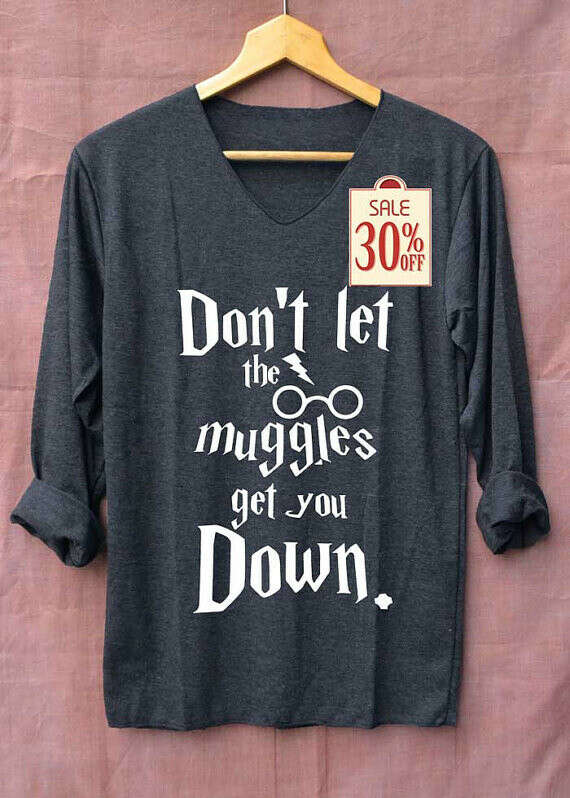 Don&#039;t Let The Muggles Get You Down Shirt  Potter Shirts Black Long Sleeve Unisex Adults Size S M L XL