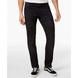 Saticoy Moto Men&#039;s Slim Fit Stretch Black Jeans