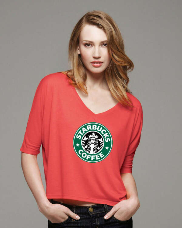 New Women Half Sleeve shirt Starbucks Coffee very nice quality size S #B2