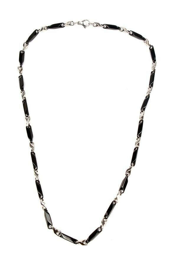 Black and Silver Stainless Steel Chain | Takkaru.Com