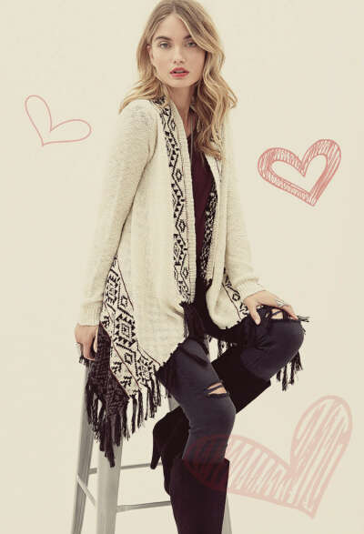 Southwestern-Patterned Tassel Cardigan