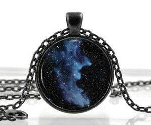 Black Witch Head Nebula Pendant - Galaxy Jewelry - Space Necklace - Cool Gifts