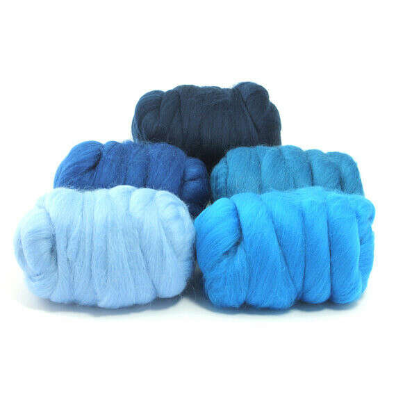 Delta Blue - 5 Colours - Dyed Merino Wool Tops - 250g / 9oz - Wet / Needle Felting - Roving - Spinning