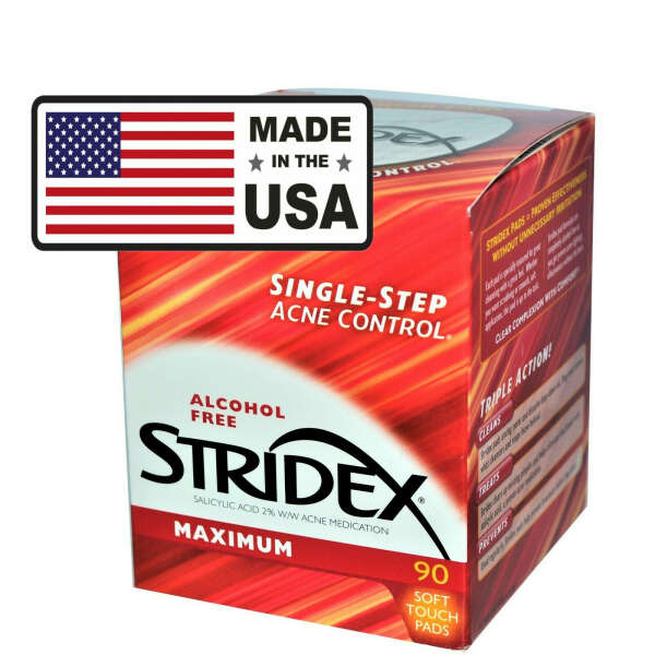 Stridex / средство от прыщей на лице / лечение акне / 90 мягких салфеток