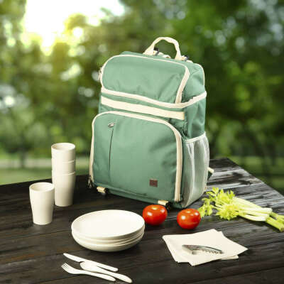 Рюкзак для пикника, 4 перс, 25 пр, зеленый