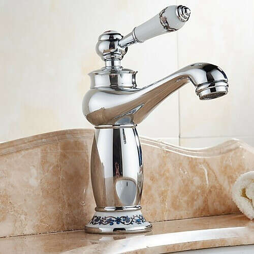 Contemporary N/A Chrome Deck Mounted Single Handle One Hole Bathroom Sink Faucet– FaucetSuperDeal.com