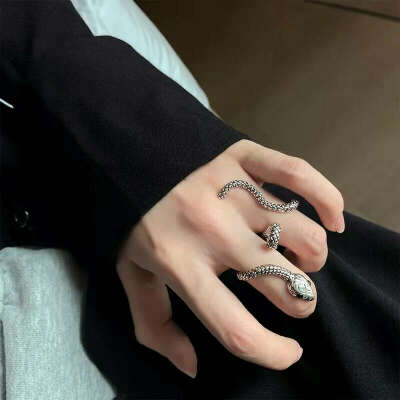 Chic Designer Snake Ring for Two Fingers