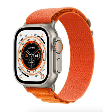 Apple Watch Ultra GPS 49mm Titanium Case with Orange Alpine Loop - Large