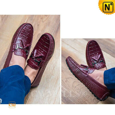 CWMALLS® Houston Embossed Leather Tassel Penny Loafers CW707135 [Leather Loafers Reviews, Global Free Shipping]
